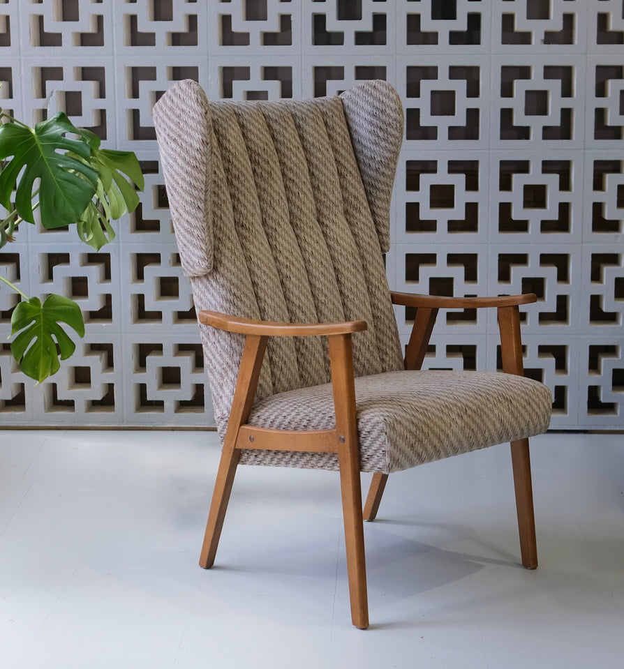 Danish Wing-Back Easy Chair in Wool