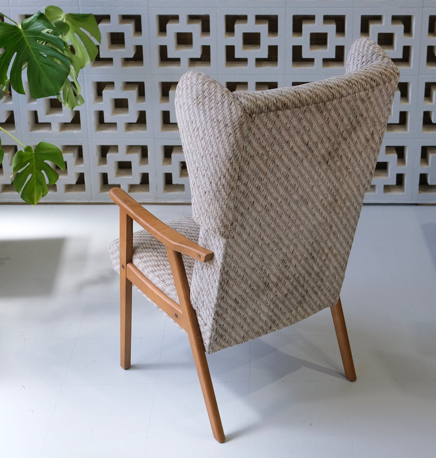 Danish Wing-Back Easy Chair in Wool