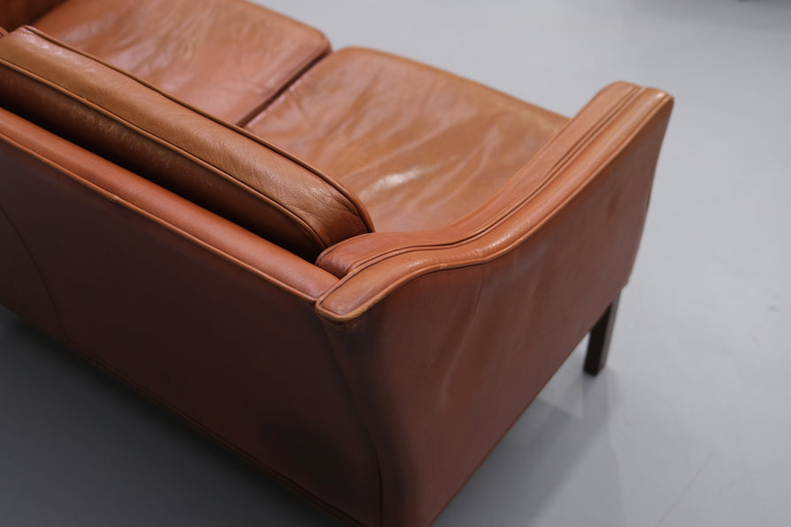 Danish Two-Seater Sofa in Cognac Leather