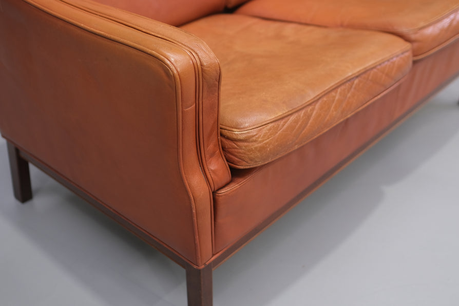 Danish Two-Seater Sofa in Cognac Leather