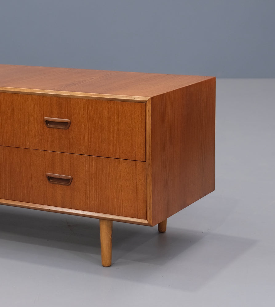 Low-Profile Mid-Century Chest of Drawers in Teak