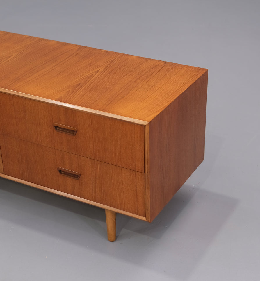 Low-Profile Mid-Century Chest of Drawers in Teak