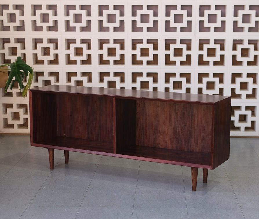 Low-Profile Danish Bookcase / Record Stand in Rosewood