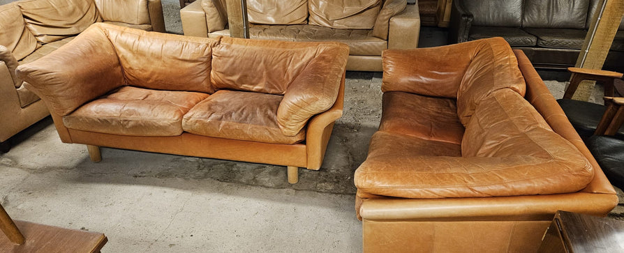 Pair of Stouby Sofas in Cognac Leather