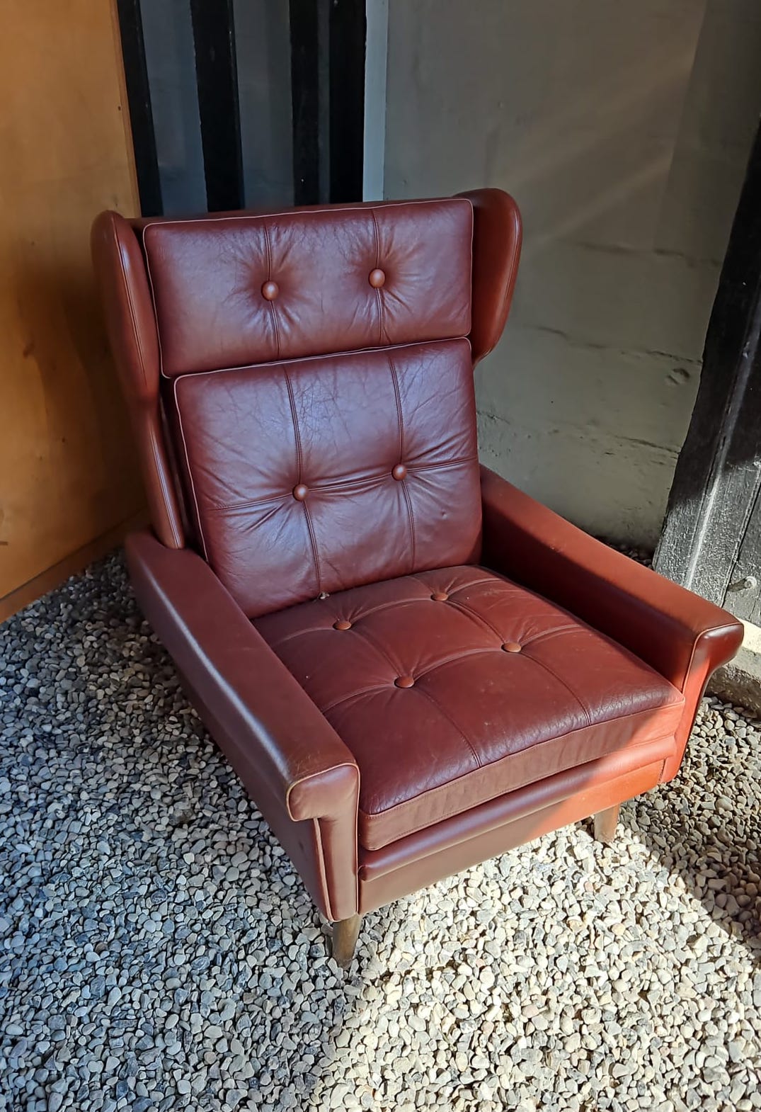 Danish High-Back Lounge Chair with Footstool