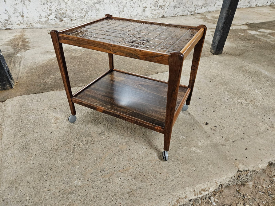 Danish Mobile Serving Trolley Cart In Rosewood