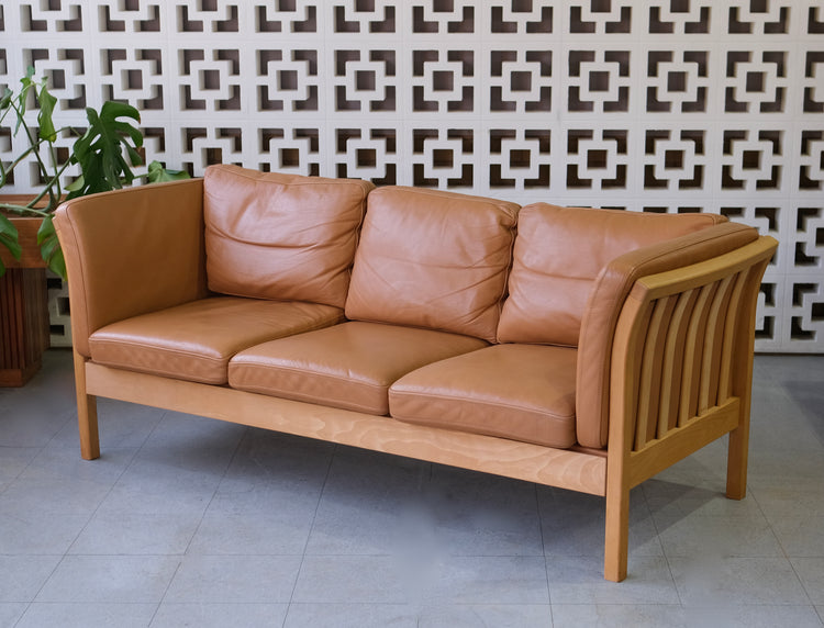 Three Seater Sofa in Tan Leather