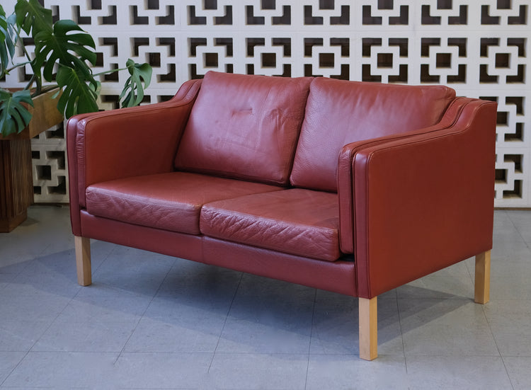 Two Seater Sofa in a Blood Red Leather