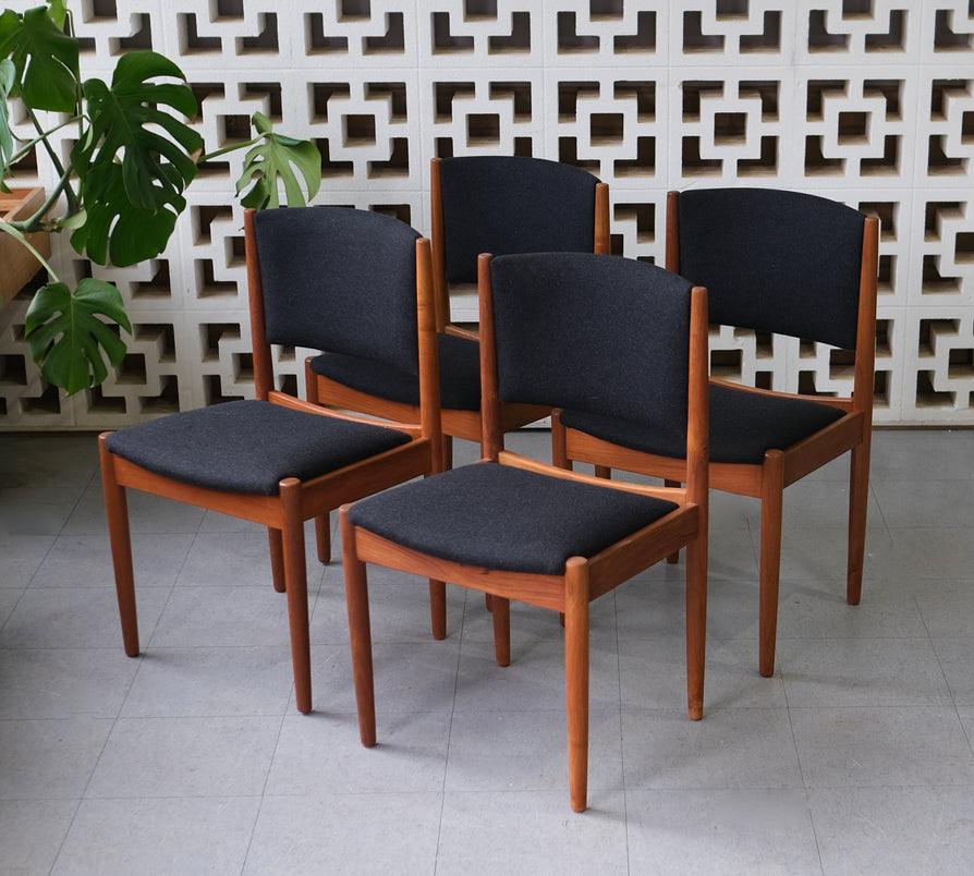 Four Mid-Century Dining Chairs in Teak