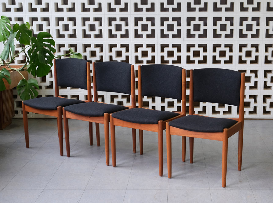 Four Mid-Century Dining Chairs in Teak