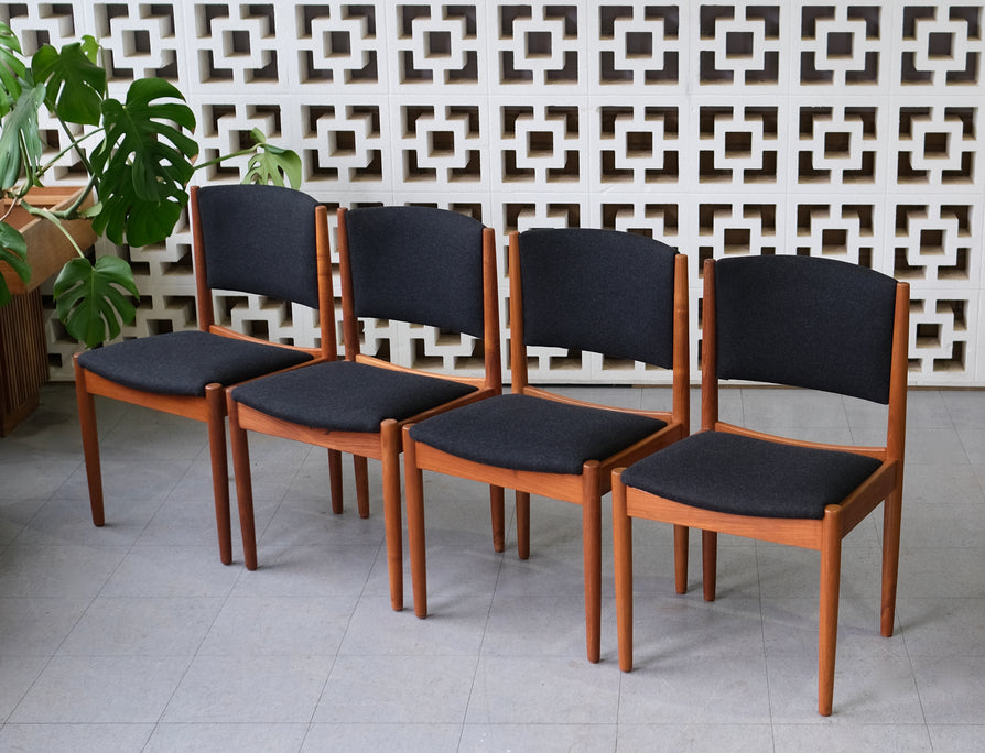 Four Mid-Century Dining Chairs in Teak