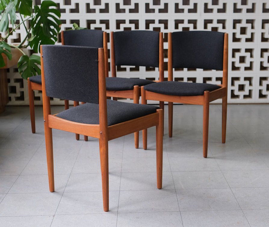 Four Mid-Century Dining Chairs in Teak