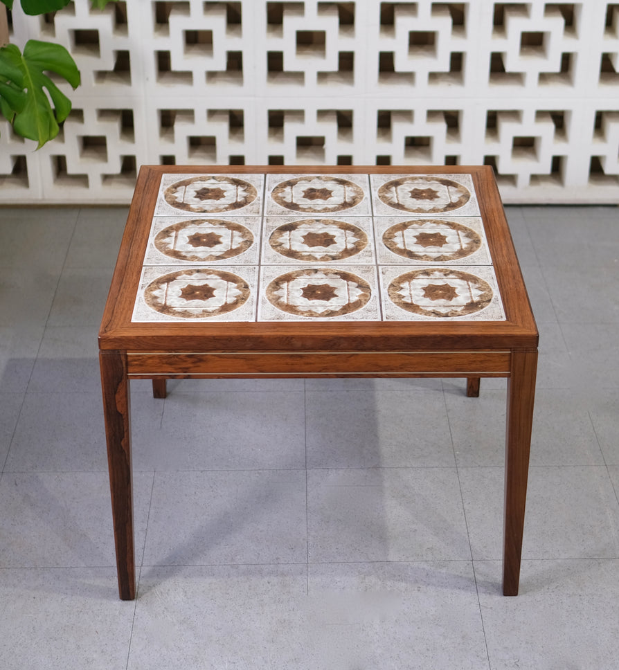 Danish Tile-Top Corner Table in Rosewood