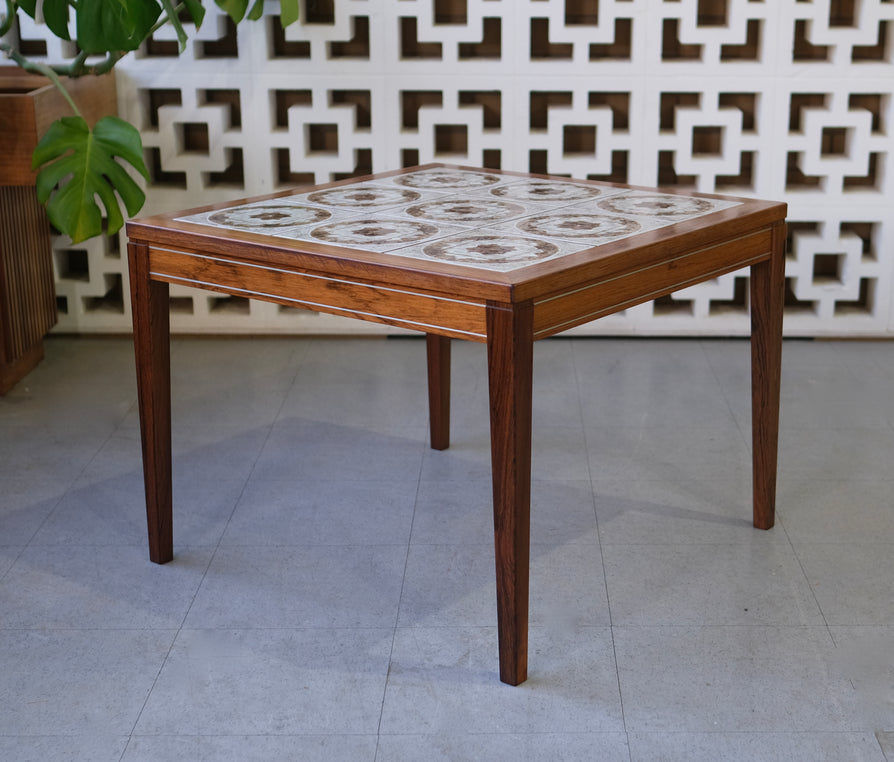 Danish Tile-Top Corner Table in Rosewood