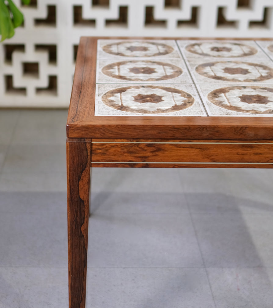 Danish Tile-Top Corner Table in Rosewood