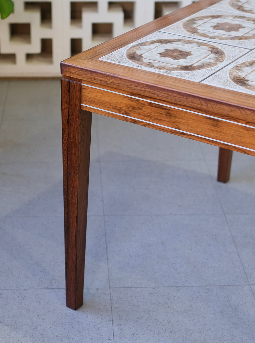 Danish Tile-Top Corner Table in Rosewood