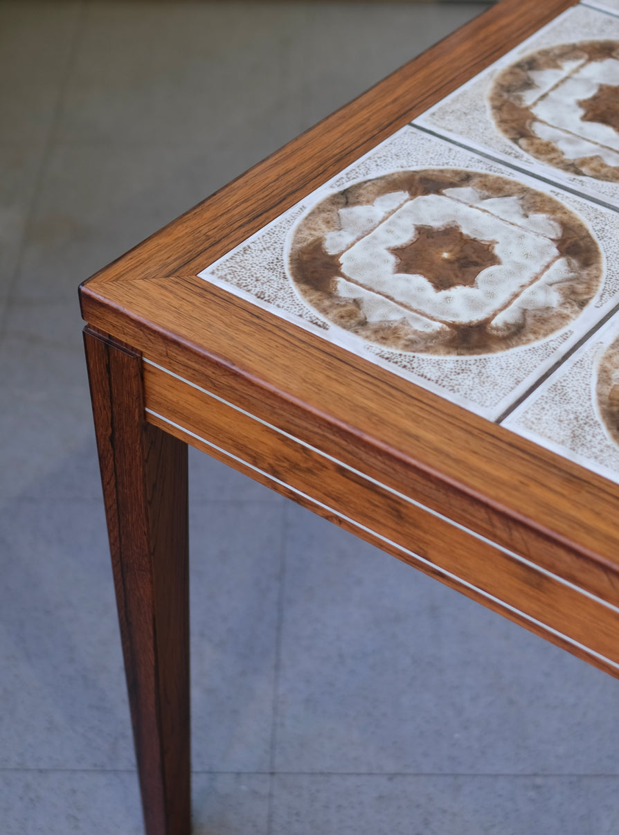 Danish Tile-Top Corner Table in Rosewood