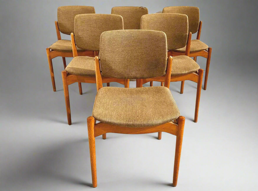 Set of Six "Captains" Dining Chairs by Erik Buch in Oak