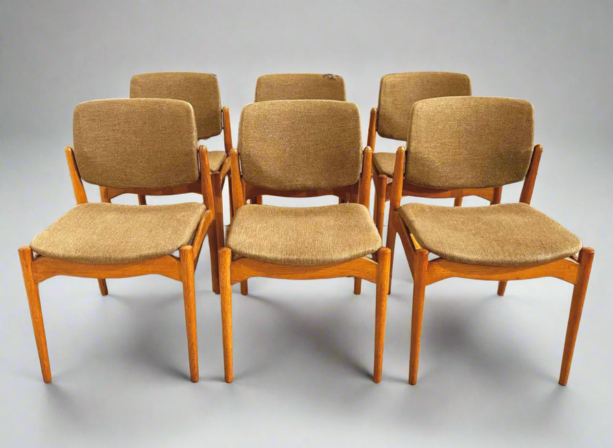 Set of Six "Captains" Dining Chairs by Erik Buch in Oak