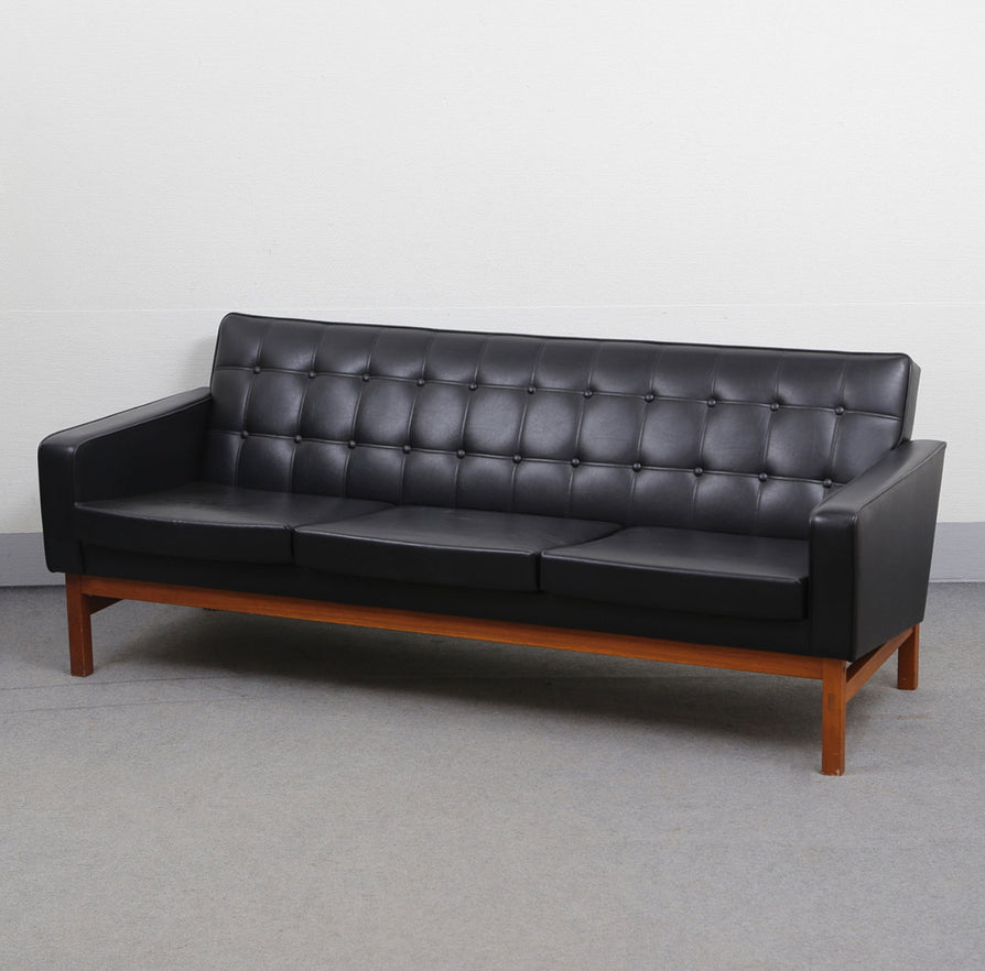 Swedish Three-Seater in Original Black Vinyl