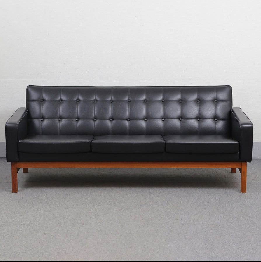 Swedish Three-Seater in Original Black Vinyl