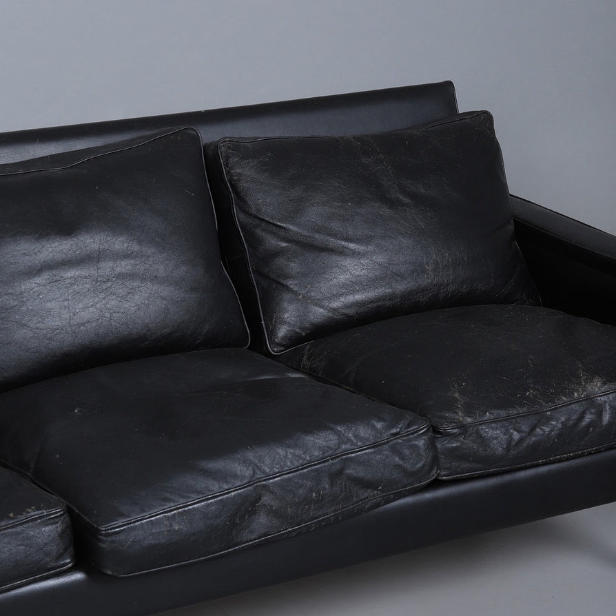 Swedish Three-Seater in Original Black Leather