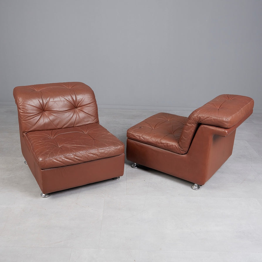 Eight Piece European Modular Sofa in Leather