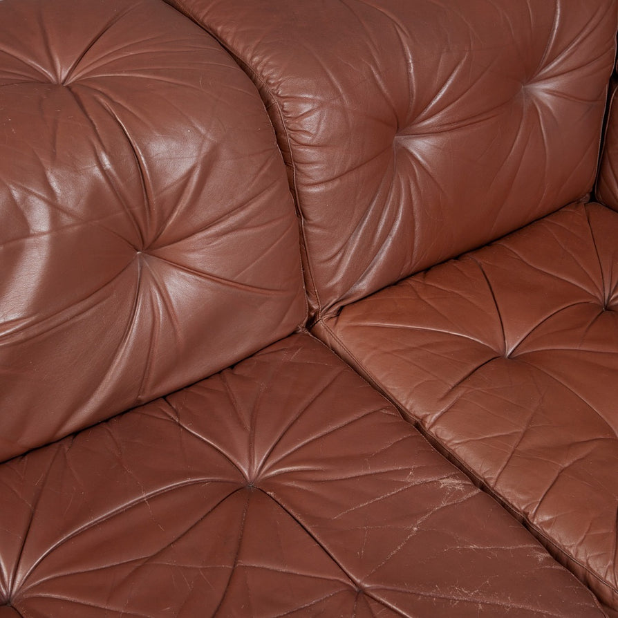 Eight Piece European Modular Sofa in Leather