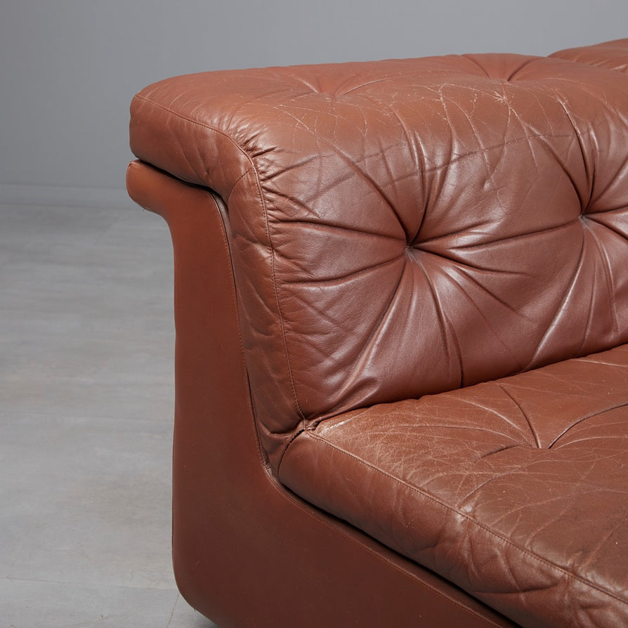 Eight Piece European Modular Sofa in Leather