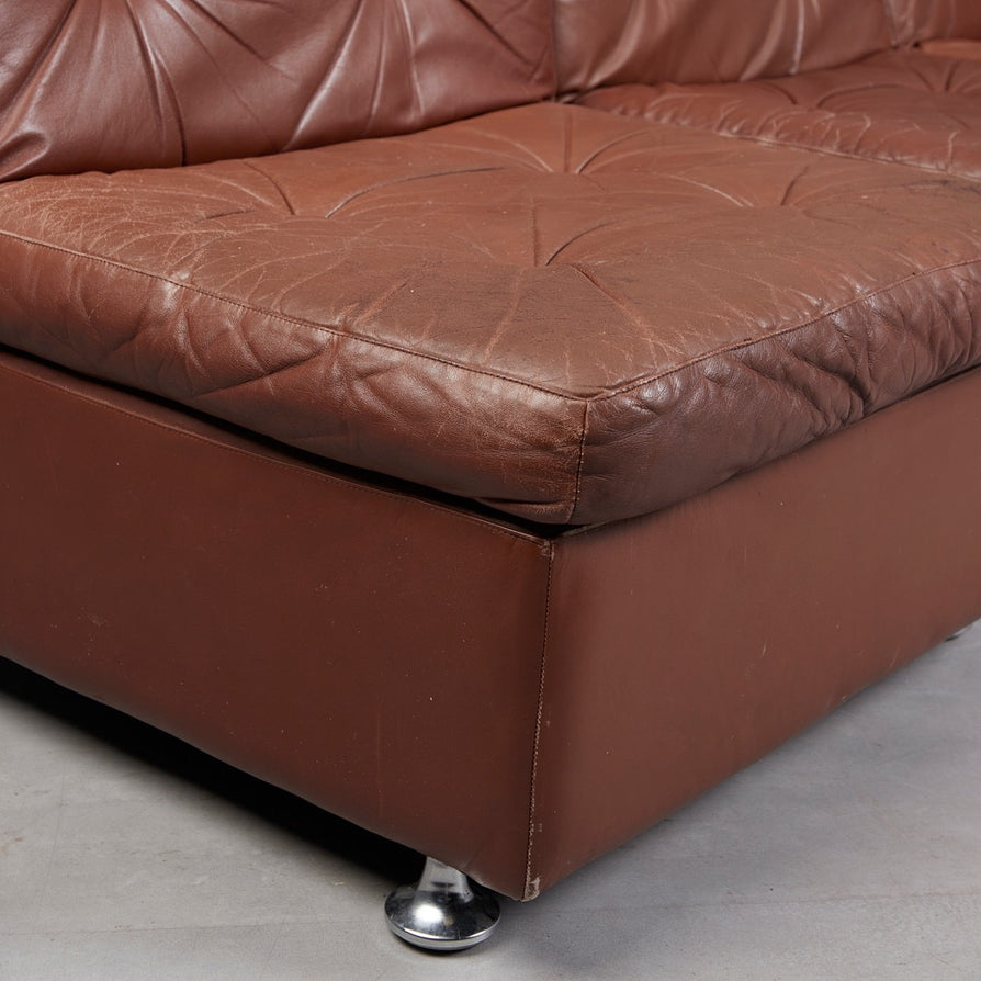 Eight Piece European Modular Sofa in Leather