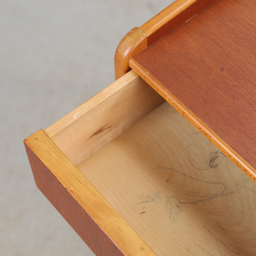 Pair of Swedish Bedside Tables in Teak & Beech