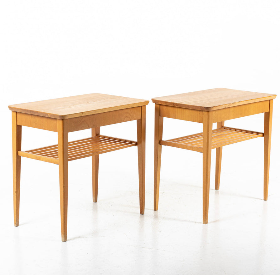 Pair of Swedish 1950s Bedside Tables in Beech