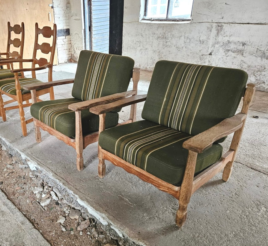 Pair of Henning Kjærnulf Lounge Chairs in Oak