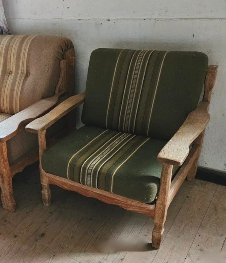 Pair of Henning Kjærnulf Lounge Chairs in Oak