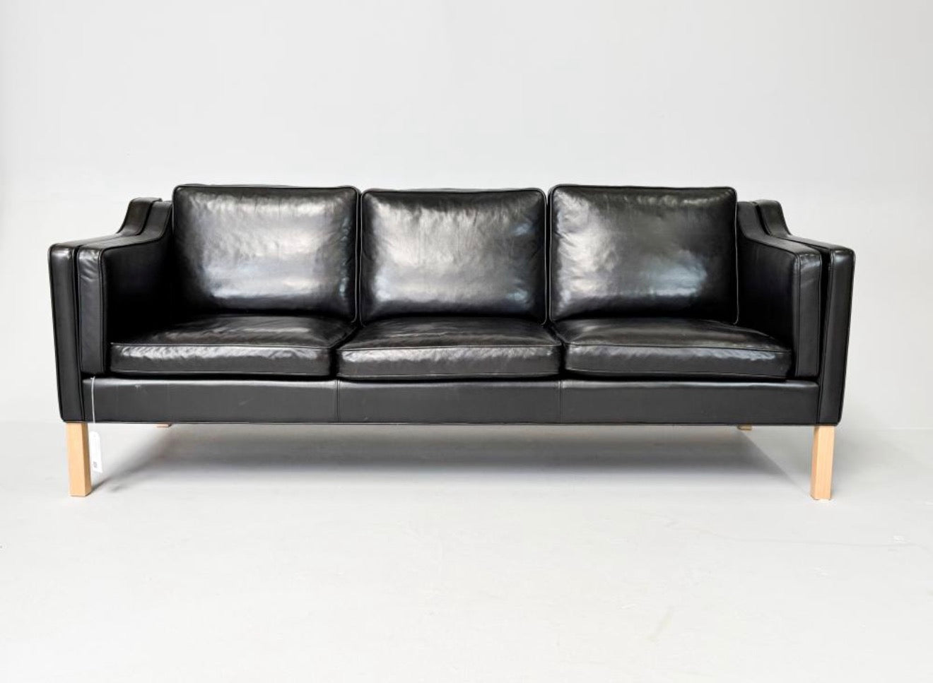 Danish Three Seater Sofa in Black Leather