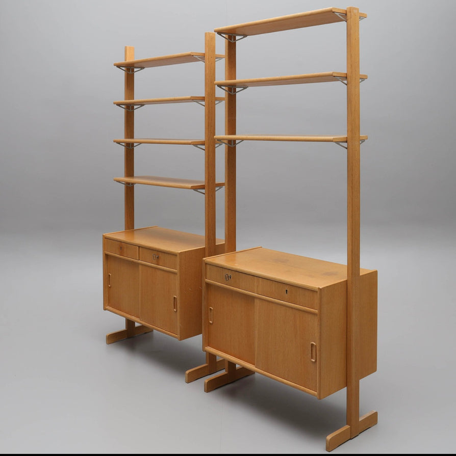 Pair of Standalone Swedish Bookcase Units in Oak