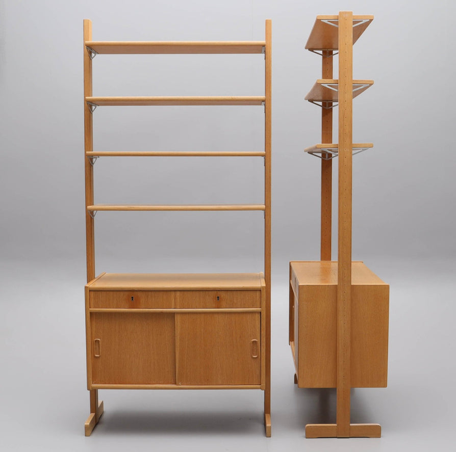 Pair of Standalone Swedish Bookcase Units in Oak