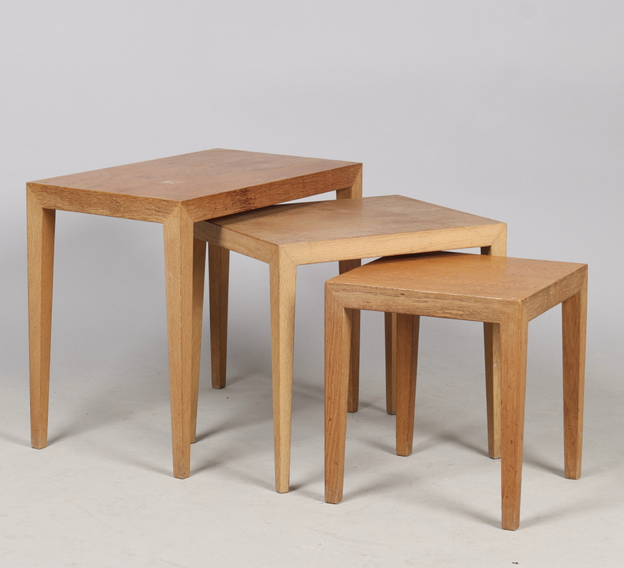 Nest of Three Severin Hansen Tables in Oak