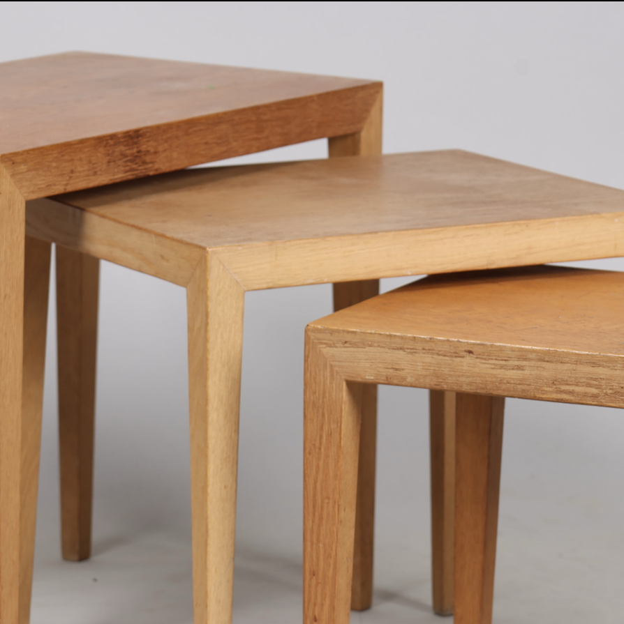 Nest of Three Severin Hansen Tables in Oak