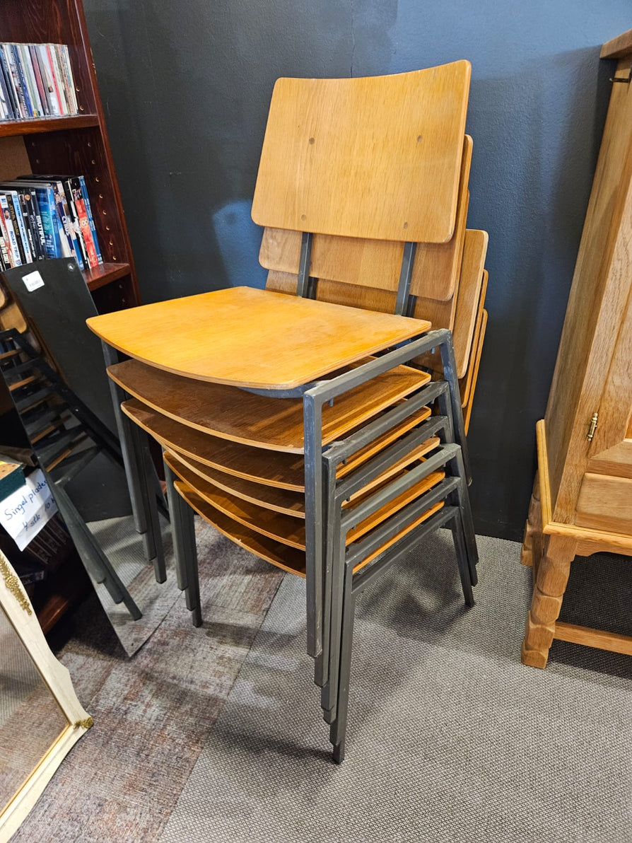 Set of Six Danish School Chairs