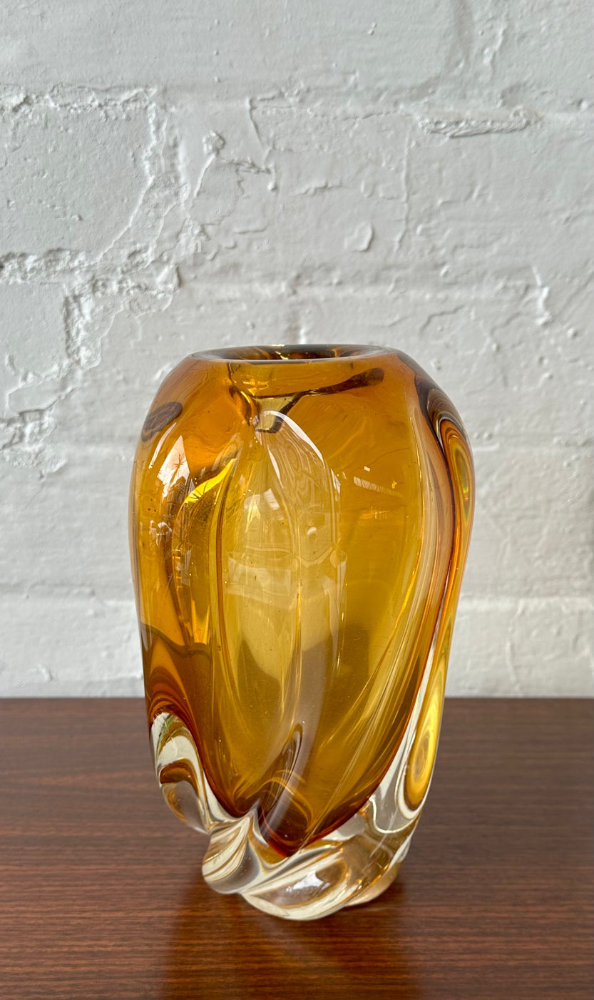 Murano Amber Glass Vase