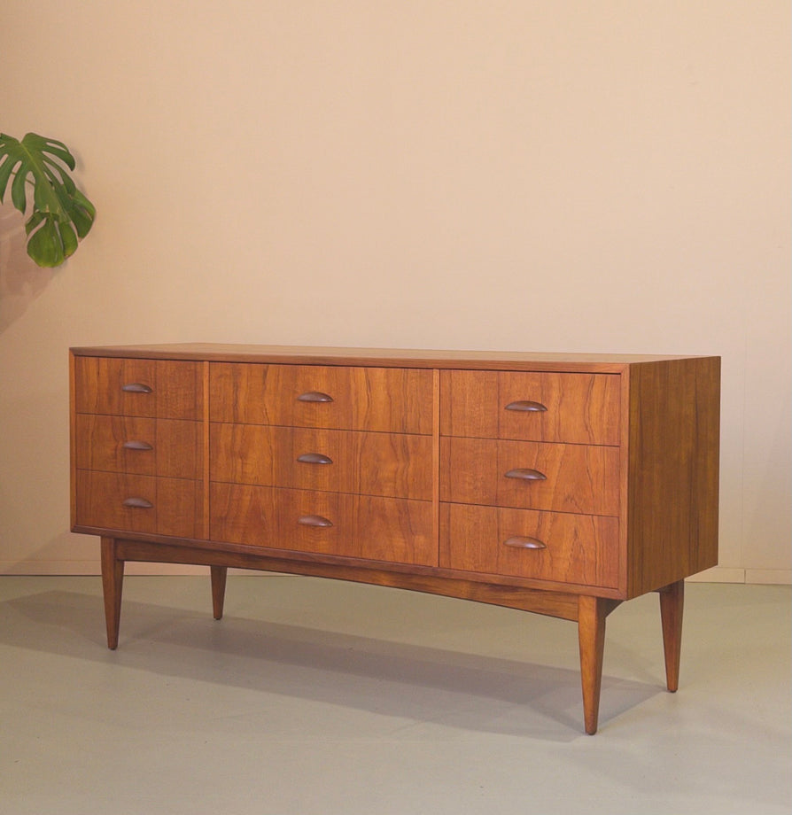 Mid-Century Nine-Drawer Chest / Sideboard in Teak