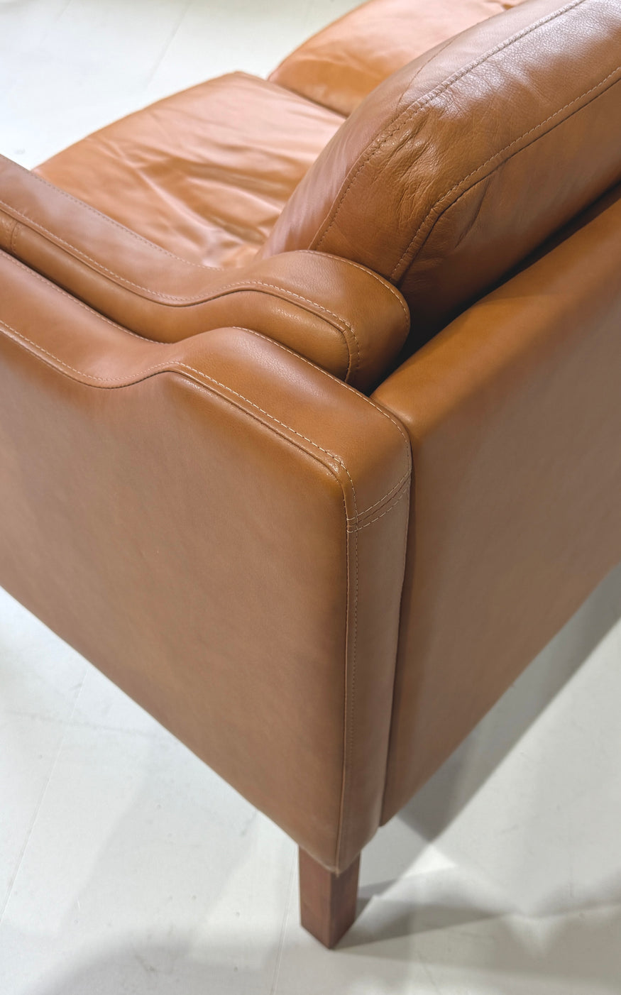 Danish Three Seater Sofa in Caramel Leather