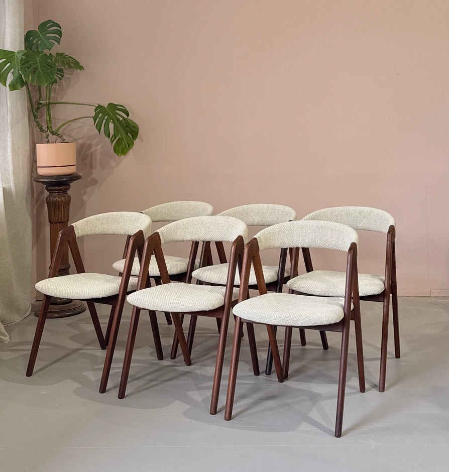 Six Danish Compass Dining Chairs