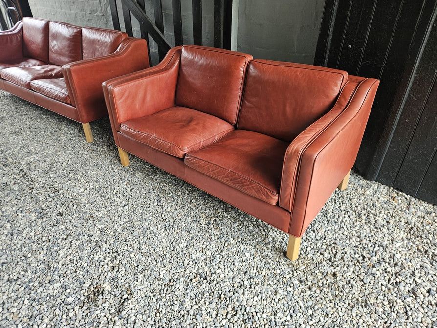 Two Seater Danish Sofa in Red Leather