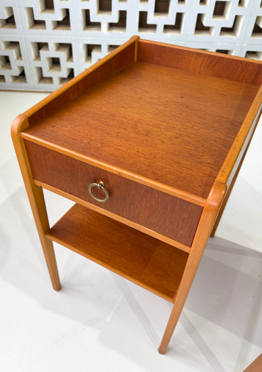 Pair of Swedish Bedside Tables in Teak & Beech