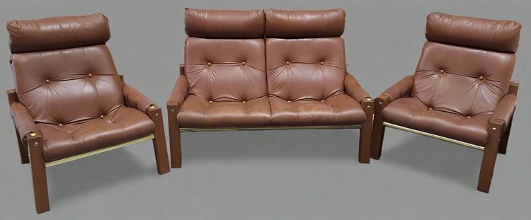 1970s Lounge Suite in Original Leather