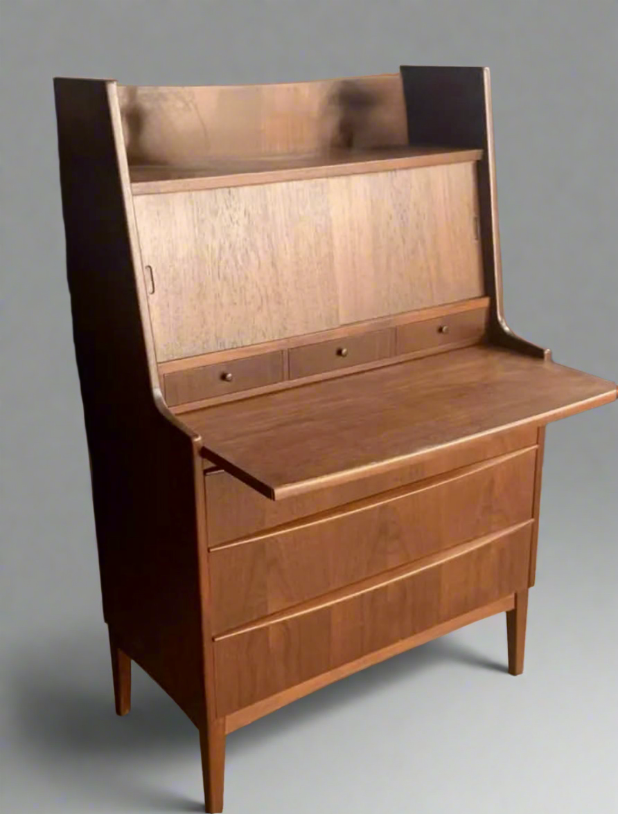 Danish Secrétaire / Bureau  Desk Unit in Teak