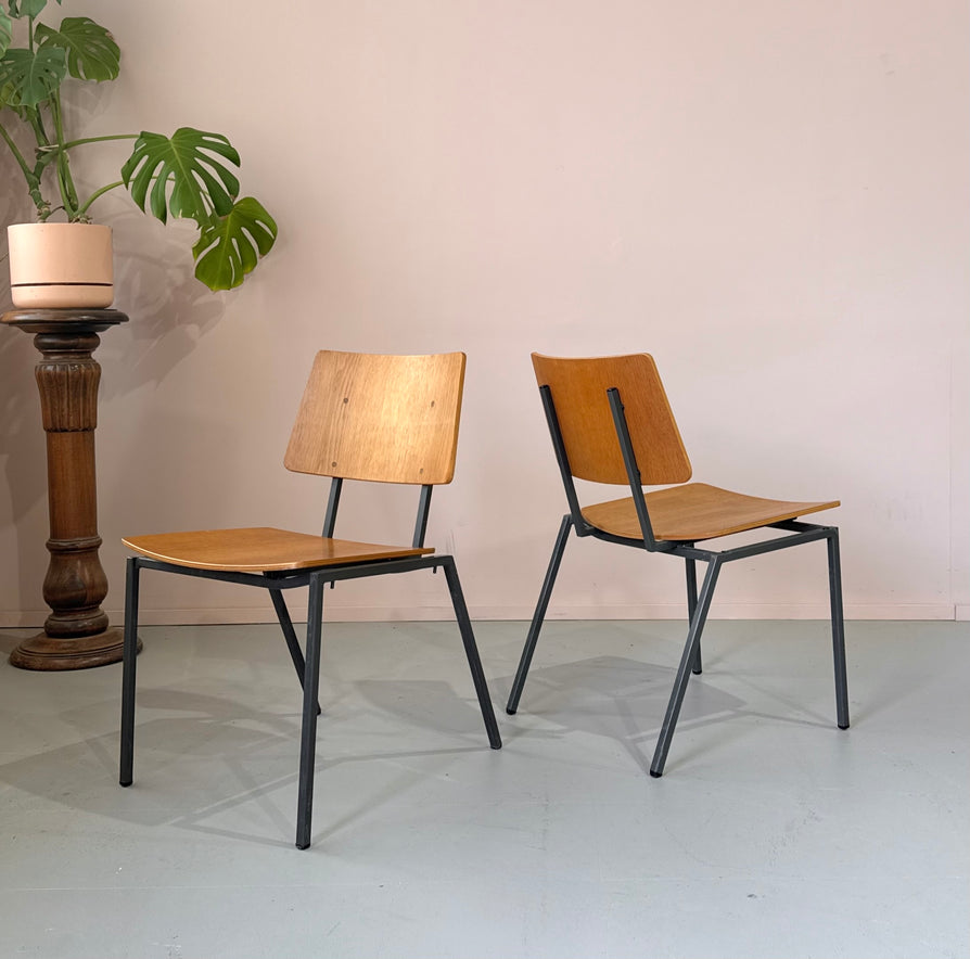 Set of Six Danish School Chairs