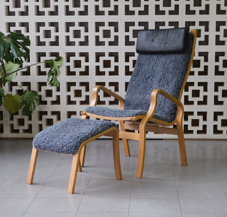 Finn Østergaard High-Back "Albert" Lounge Chair with Footstool